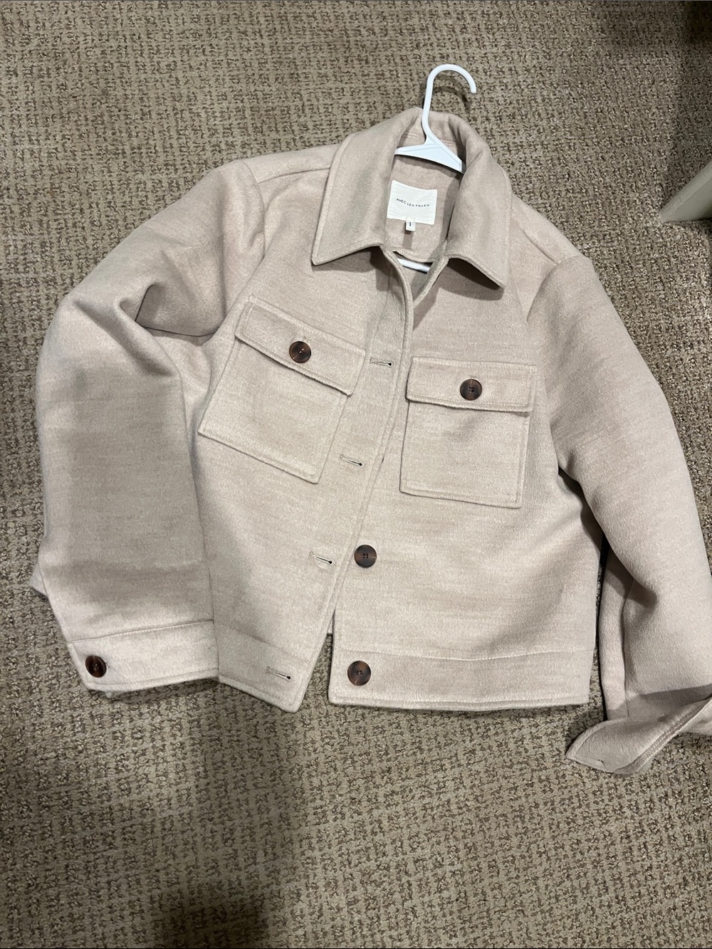 Avec Les Filles Beige Button-Front jacket